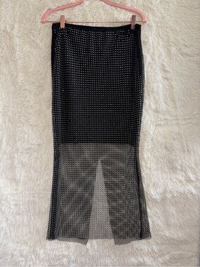 Refuge Womens Rhinestone Embellished Skirt Size L Black Punk Goth Festival READ